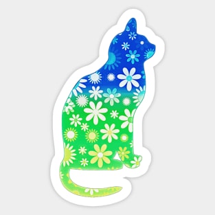 Flower Hippie Cat Sticker